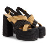 Sandalias Fulvia en rafia, cierre lateral de pulsera con hebilla metálica.