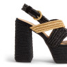 Sandalias Fulvia en rafia, cierre lateral de pulsera con hebilla metálica.