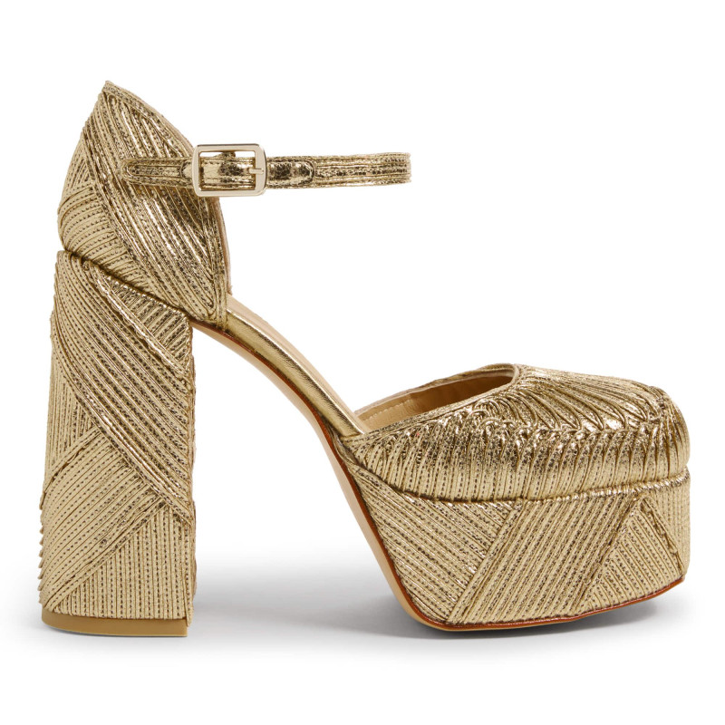 Sandalias Fania en piel Vegana, cierre lateral de pulsera con hebilla.