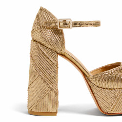 Sandalias Fania en piel Vegana, cierre lateral de pulsera con hebilla.