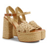 Sandalias Faye en rafia, cierre lateral de pulsera con hebilla metálica.