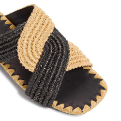 Sandalias planas Prado confeccionadas artesanalmente en España en rafia natural.