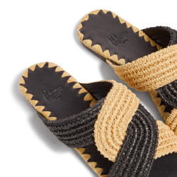 Sandalias planas Prado confeccionadas artesanalmente en España en rafia natural.