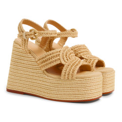 Sandalias Fiodora en rafia, cierre lateral de pulsera con hebilla metálica.