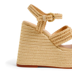 Sandalias Fiodora en rafia, cierre lateral de pulsera con hebilla metálica.